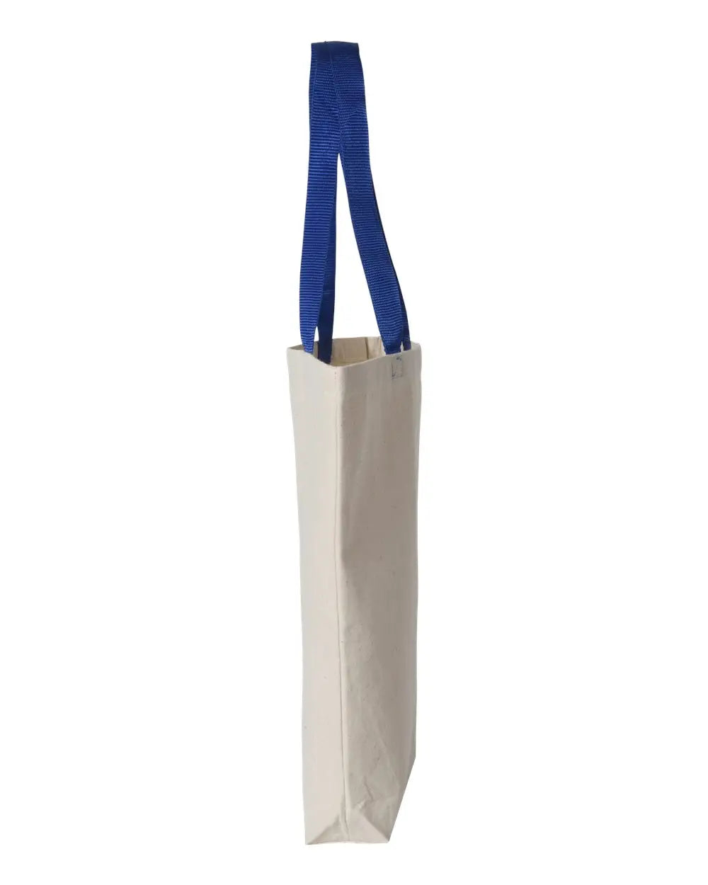 Q-tees Q4400 11l Canvas Tote with Contrast-color Handles - Natural Royal - one Size Fits Most