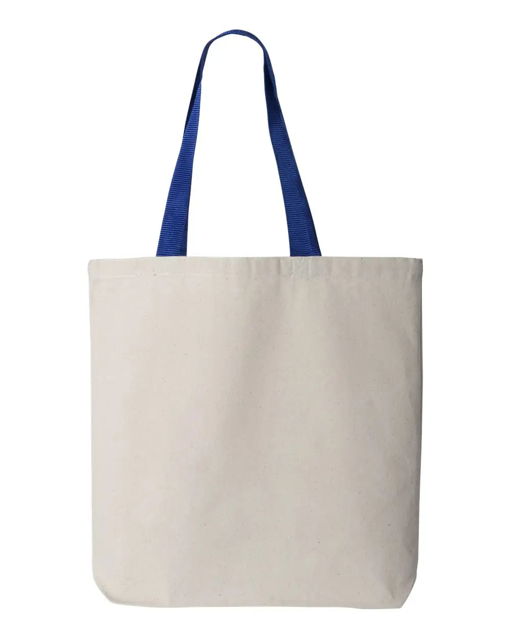 Q-tees Q4400 11l Canvas Tote with Contrast-color Handles - Natural Royal - one Size Fits Most