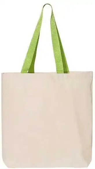 Q-tees Q4400 11l Canvas Tote with Contrast-color Handles - Natural Lime - one Size Fits Most