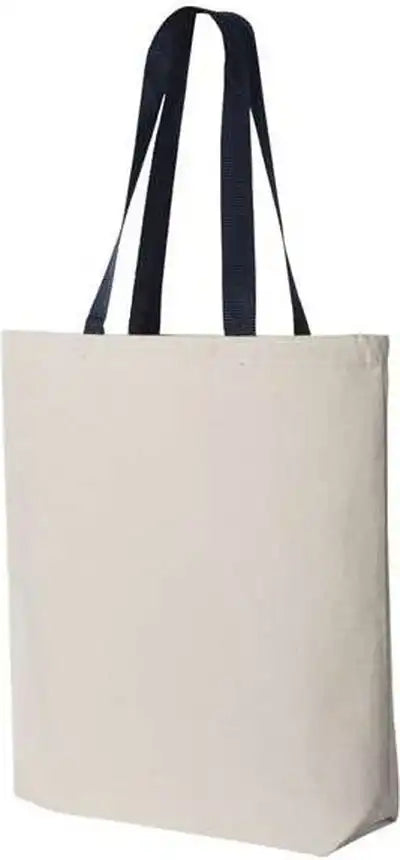 Q Tees Q4400 11l Canvas Tote with Contrast Color Handles Natural Navy Ivory / one Size Fits Most