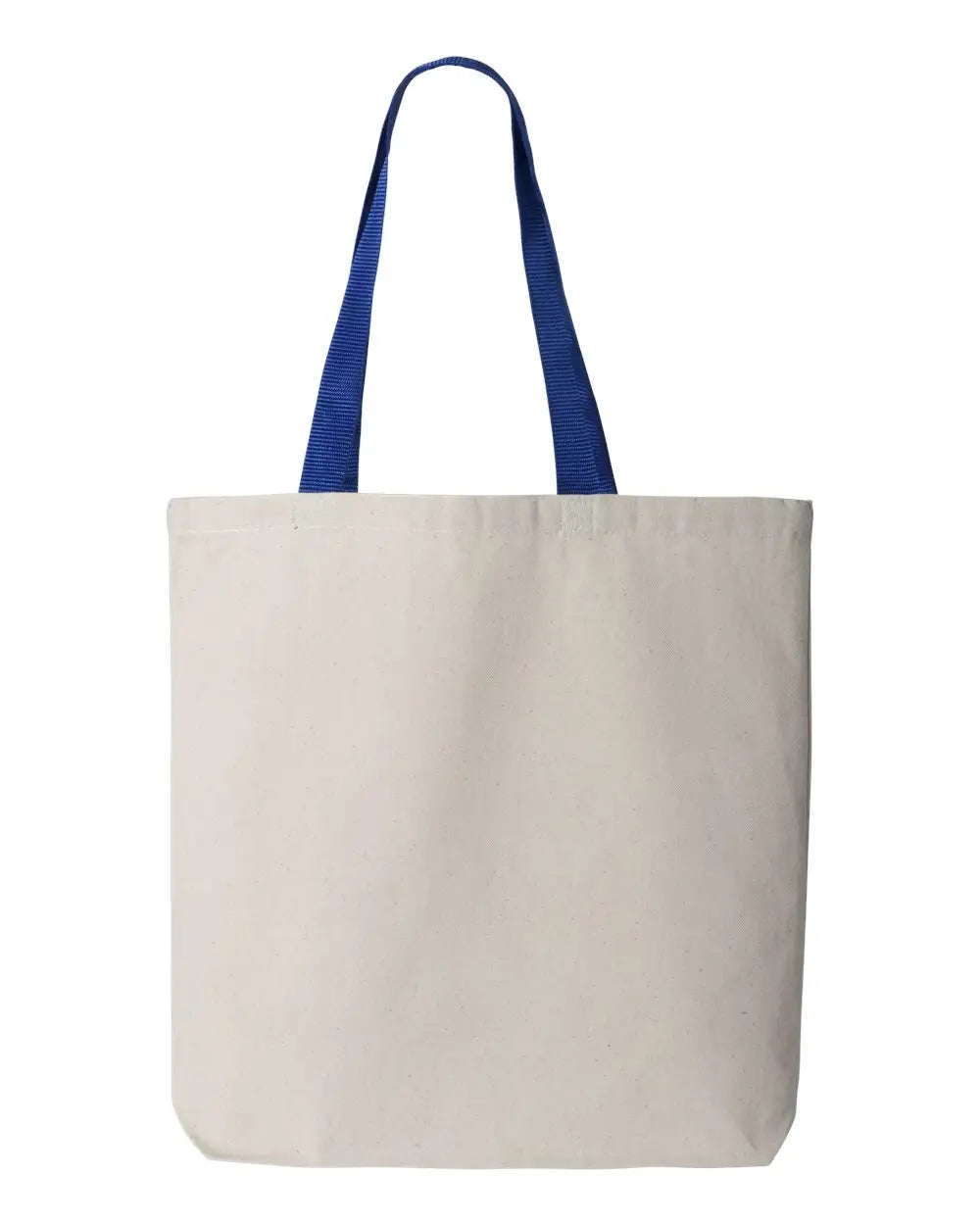 Q-tees Q4400 11l Canvas Tote with Contrast-color Handles - Natural Royal - one Size Fits Most