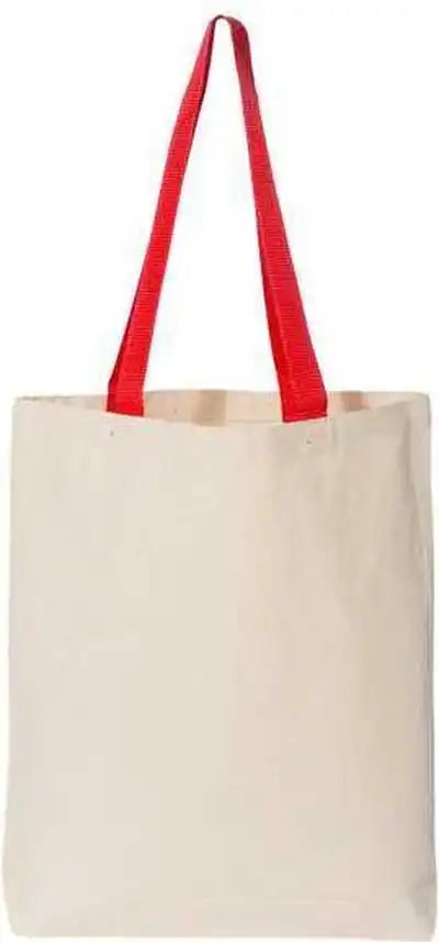 Q-tees Q4400 11l Canvas Tote with Contrast-color Handles - Natural Red - Ivory / one Size Fits Most
