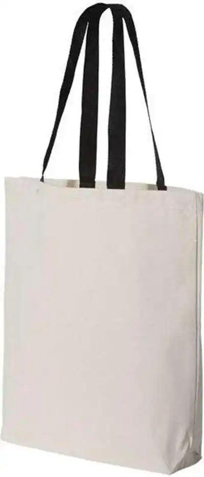 Q-tees Q4400 11l Canvas Tote with Contrast-color Handles - Natural Black - one Size Fits Most