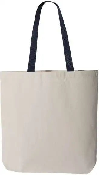 Q Tees Q4400 11l Canvas Tote with Contrast Color Handles Natural Navy Ivory / one Size Fits Most