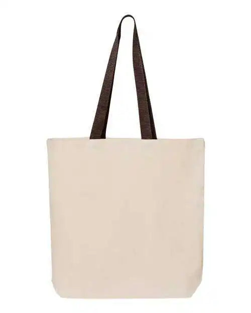 Q-tees Q4400 11l Canvas Tote with Contrast-color Handles - Natural Chocolate - Coffee / one Size Fits Most