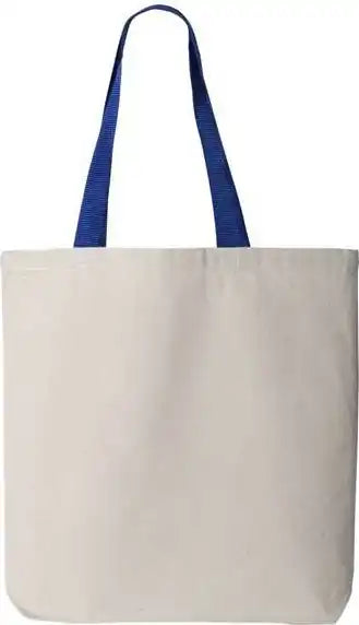 Q-tees Q4400 11l Canvas Tote with Contrast-color Handles - Natural Royal - one Size Fits Most