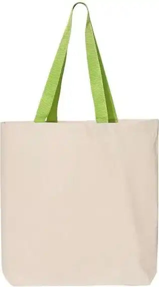 Q-tees Q4400 11l Canvas Tote with Contrast-color Handles - Natural Lime - one Size Fits Most