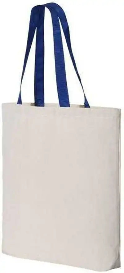 Q-tees Q4400 11l Canvas Tote with Contrast-color Handles - Natural Royal - one Size Fits Most