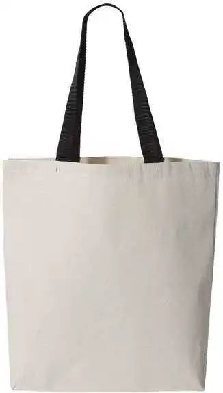 Q-tees Q4400 11l Canvas Tote with Contrast-color Handles - Natural Black - one Size Fits Most
