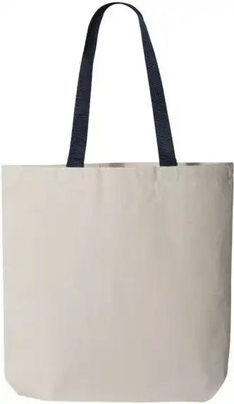 Q Tees Q4400 11l Canvas Tote with Contrast Color Handles Natural Navy Ivory / one Size Fits Most