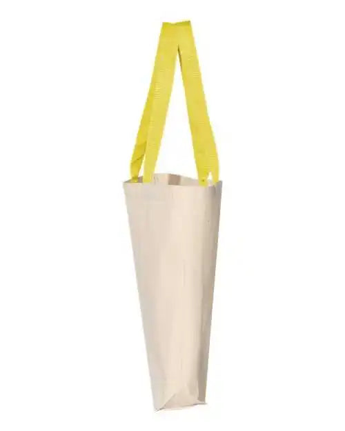 Q Tees Q4400 11l Canvas Tote with Contrast Color Handles Natural Yellow / one Size Fits Most