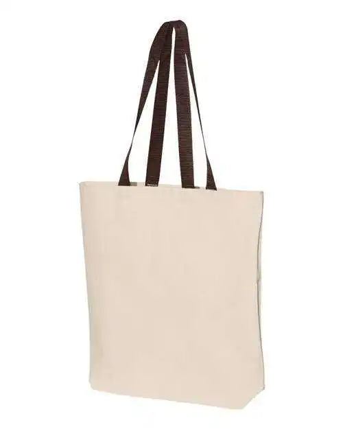 Q-tees Q4400 11l Canvas Tote with Contrast-color Handles - Natural Chocolate - Coffee / one Size Fits Most