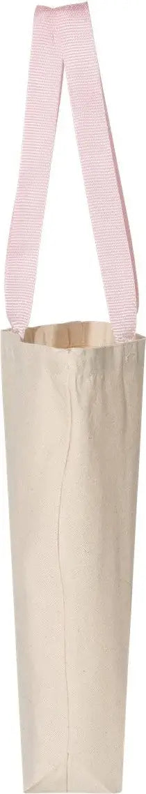 Q-tees Q4400 11l Canvas Tote with Contrast-color Handles - Natural Light Pink - one Size Fits Most