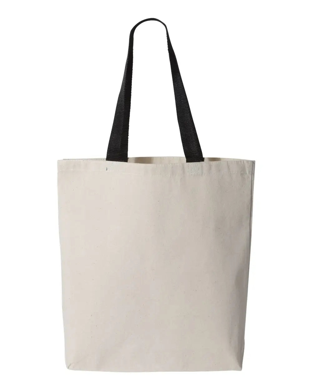 Q-tees Q4400 11l Canvas Tote with Contrast-color Handles - Natural Black - one Size Fits Most