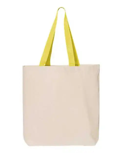 Q-tees Q4400 11l Canvas Tote with Contrast-color Handles - Natural Yellow - one Size Fits Most