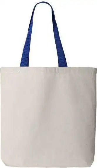 Q-tees Q4400 11l Canvas Tote with Contrast-color Handles - Natural Royal - one Size Fits Most