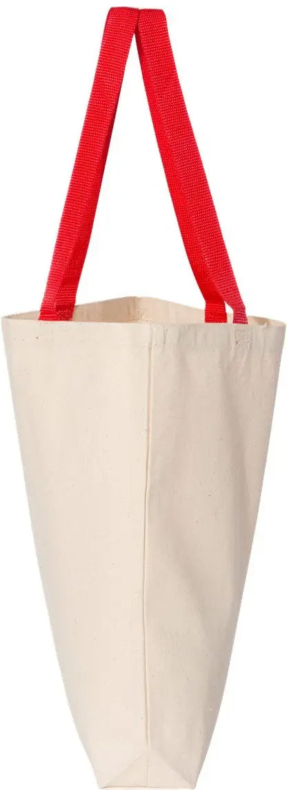 Q-tees Q4400 11l Canvas Tote with Contrast-color Handles - Natural Red - Ivory / one Size Fits Most