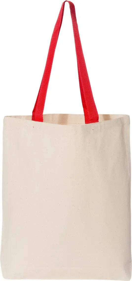 Q-tees Q4400 11l Canvas Tote with Contrast-color Handles - Natural Red - Ivory / one Size Fits Most
