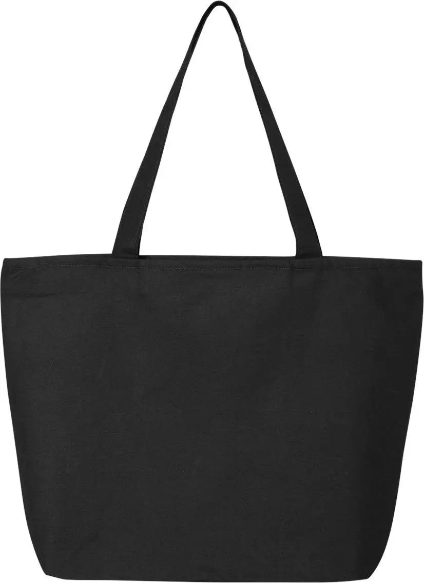 Q-tees Q611 25l Zippered Tote - Black - one Size Fits Most