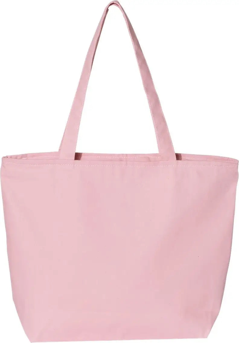Q-tees Q611 25l Zippered Tote - Light Pink - one Size Fits Most