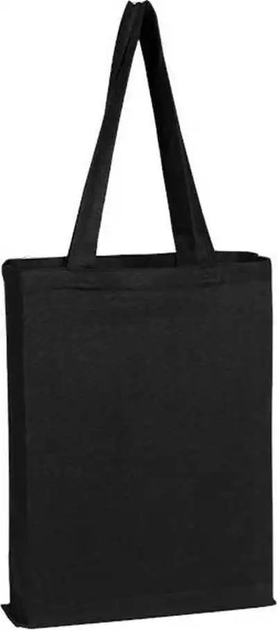 Q-tees Q800gs Canvas Gusset Promotional Tote - Black - one Size Fits Most