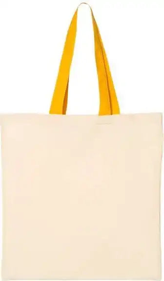 Q-tees Qtb6000 Economical Tote with Contrast-color Handles - Natural Gold - one Size Fits Most