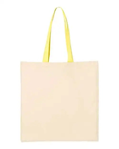 Q-tees Qtb6000 Economical Tote with Contrast-color Handles - Natural Yellow - one Size Fits Most