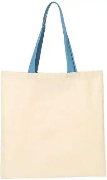 Q-tees Qtb6000 Economical Tote with Contrast-color Handles - Natural Carolina Blue - Columbia / one Size Fits Most