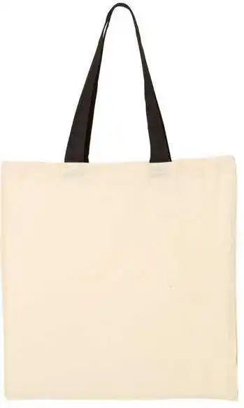 Q-tees Qtb6000 Economical Tote with Contrast-color Handles - Natural Black - one Size Fits Most