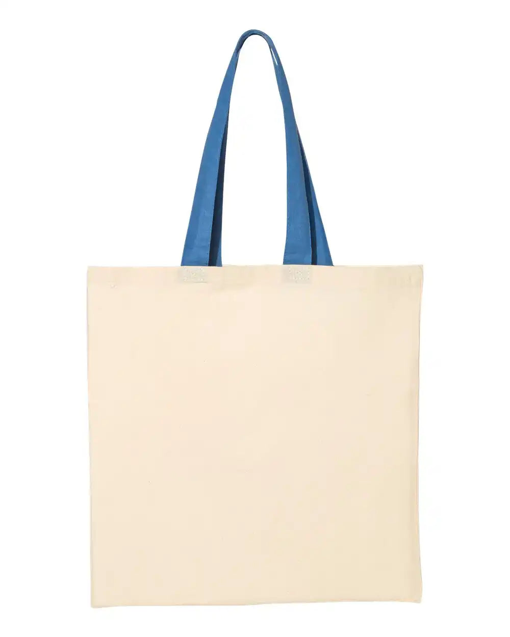 Q-tees Qtb6000 Economical Tote with Contrast-color Handles - Natural Royal - Natural/ / Osfa