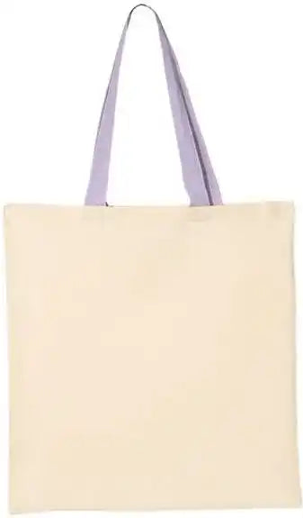 Q-tees Qtb6000 Economical Tote with Contrast-color Handles - Natural Lavender - Purple / one Size Fits Most