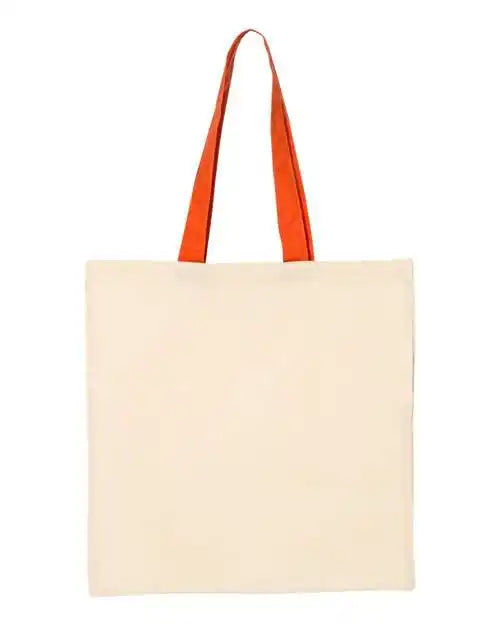 Q-tees Qtb6000 Economical Tote with Contrast-color Handles - Natural Orange - one Size Fits Most