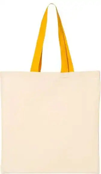 Q-tees Qtb6000 Economical Tote with Contrast-color Handles - Natural Gold - one Size Fits Most