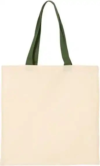 Q-tees Qtb6000 Economical Tote with Contrast-color Handles - Natural Forest - one Size Fits Most
