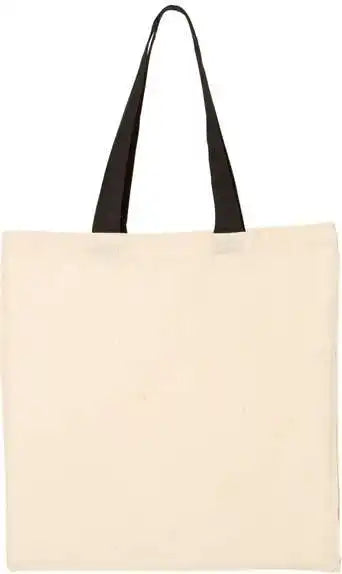 Q-tees Qtb6000 Economical Tote with Contrast-color Handles - Natural Black - one Size Fits Most