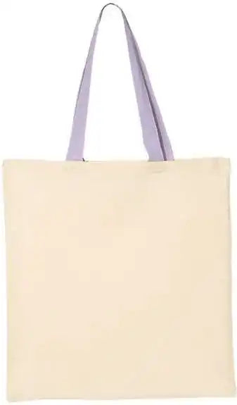 Q-tees Qtb6000 Economical Tote with Contrast-color Handles - Natural Lavender - Purple / one Size Fits Most