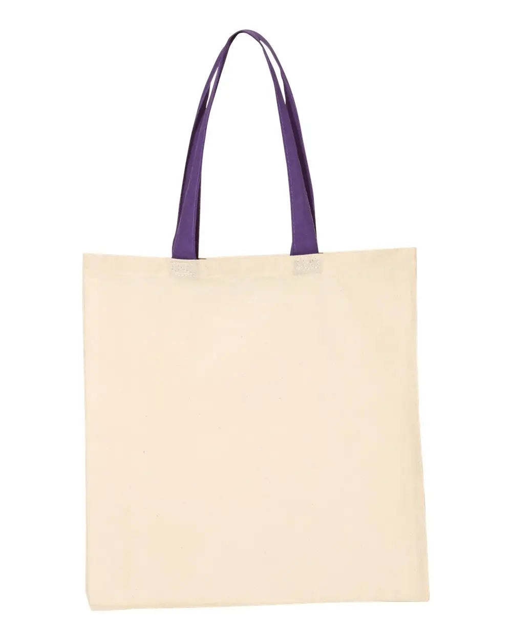 Q-tees Qtb6000 Economical Tote with Contrast-color Handles - Natural Purple - one Size Fits Most