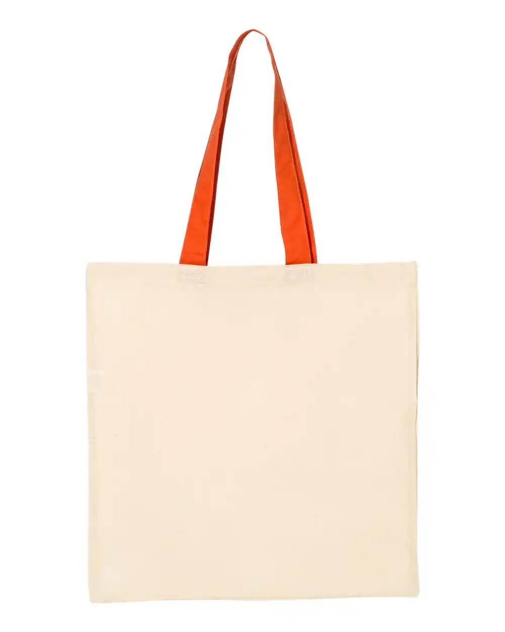 Q-tees Qtb6000 Economical Tote with Contrast-color Handles - Natural Orange - Natural/ / Osfa