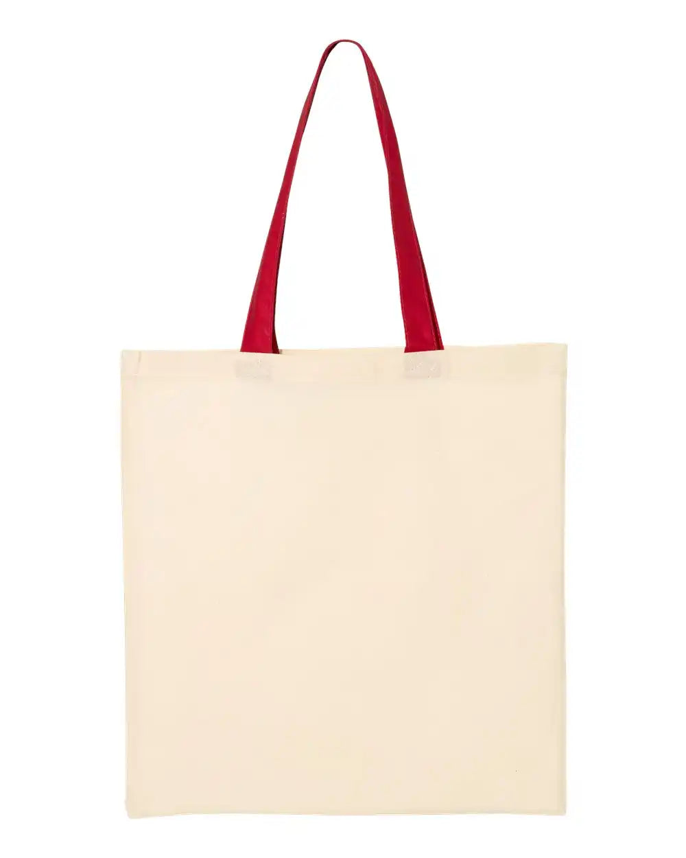 Q-tees Qtb6000 Economical Tote with Contrast-color Handles - Natural Red - Natural/ / Osfa