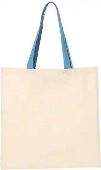 Q-tees Qtb6000 Economical Tote with Contrast-color Handles - Natural Carolina Blue - Columbia / one Size Fits Most