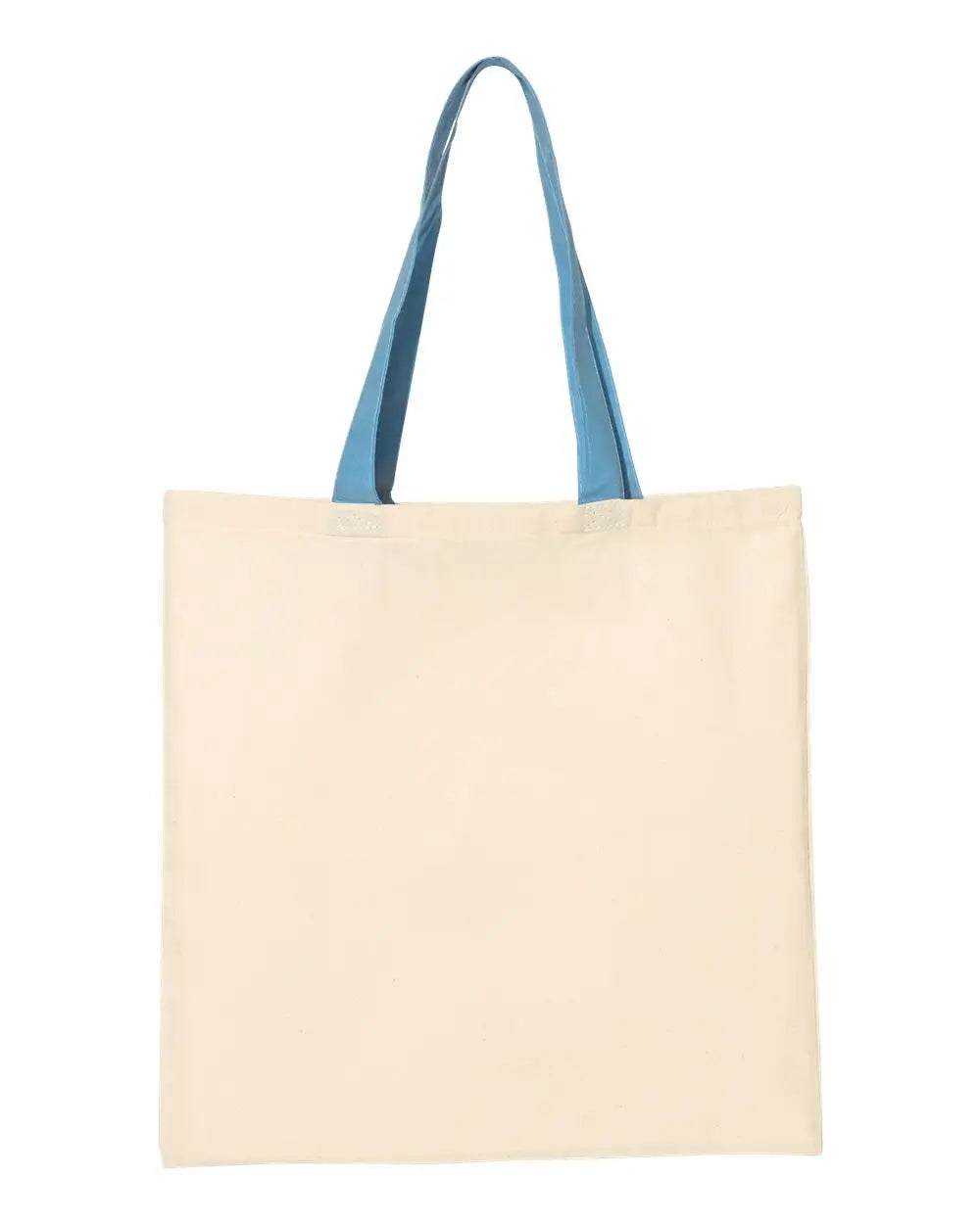 Q-tees Qtb6000 Economical Tote with Contrast-color Handles - Natural Carolina Blue - Columbia / one Size Fits Most