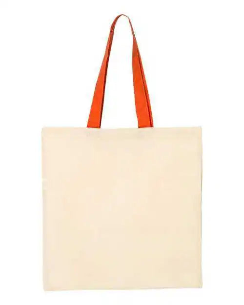 Q-tees Qtb6000 Economical Tote with Contrast-color Handles - Natural Orange - one Size Fits Most