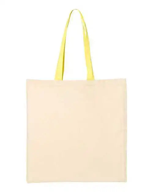 Q-tees Qtb6000 Economical Tote with Contrast-color Handles - Natural Yellow - one Size Fits Most