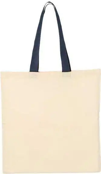 Q-tees Qtb6000 Economical Tote with Contrast-color Handles - Natural Navy - Ivory / one Size Fits Most