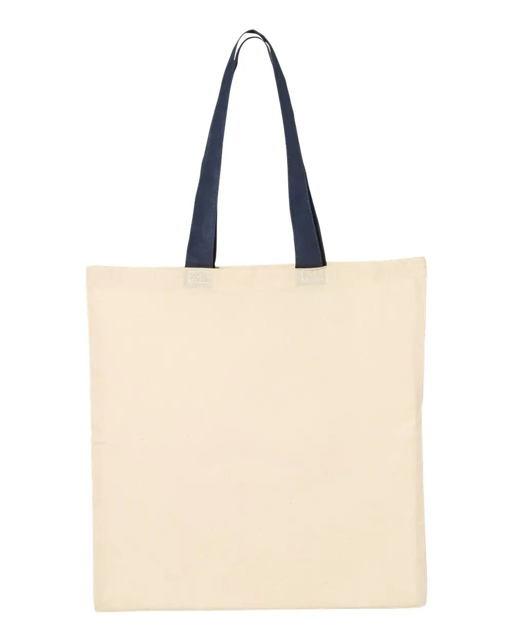 Q-tees Qtb6000 Economical Tote with Contrast-color Handles - Natural Navy - Ivory / one Size Fits Most