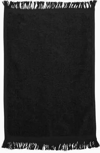 Q-tees T100 Fringed Fingertip Towel - Black - one Size Fits Most