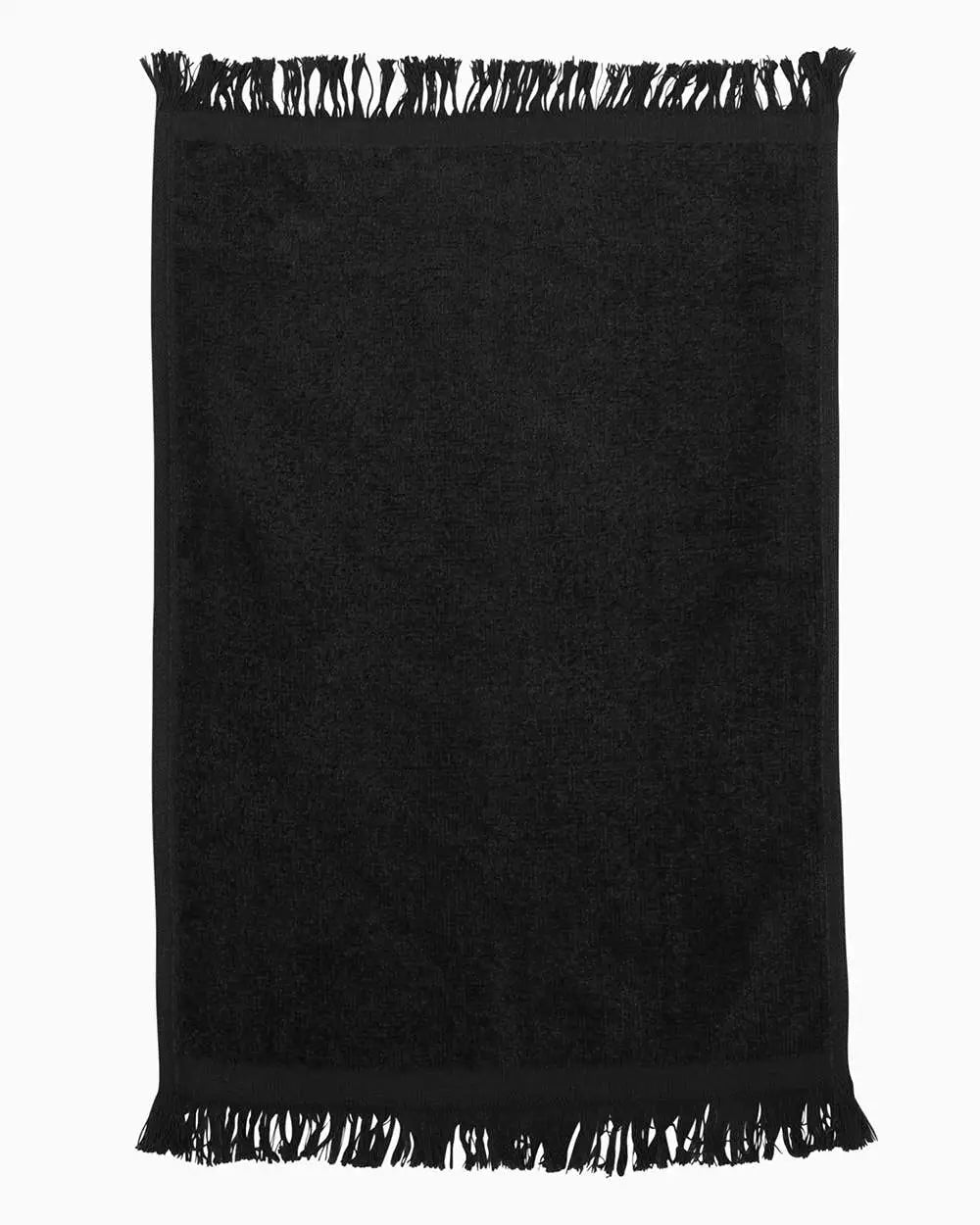 Q-tees T100 Fringed Fingertip Towel - Black - one Size Fits Most