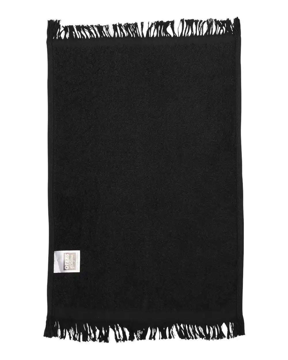 Q-tees T100 Fringed Fingertip Towel - Black - Osfa
