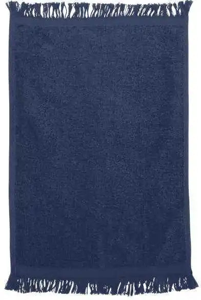 Q-tees T100 Fringed Fingertip Towel - Navy - one Size Fits Most