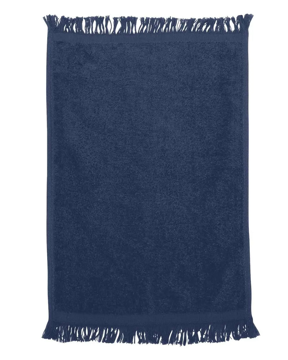 Q-tees T100 Fringed Fingertip Towel - Navy - one Size Fits Most